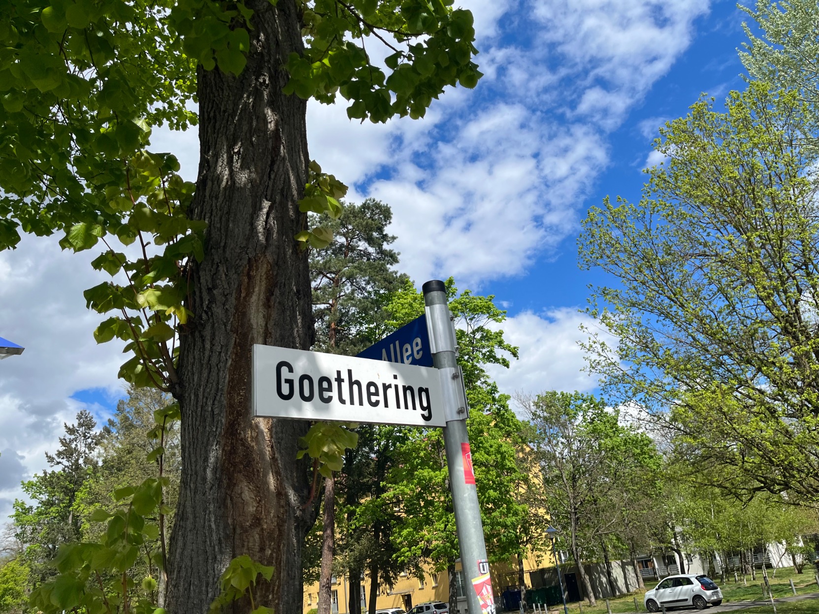 Straßenschild mit dem Goethering Straßenschild mit dem Goethering
